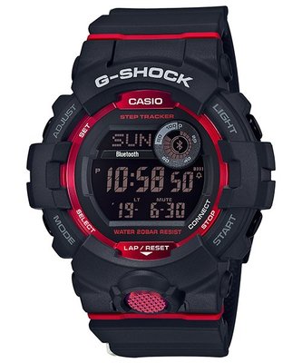【金台鐘錶】CASIO卡西歐G-SHOCK 藍牙連線功能 (黑紅) GBD-800-1