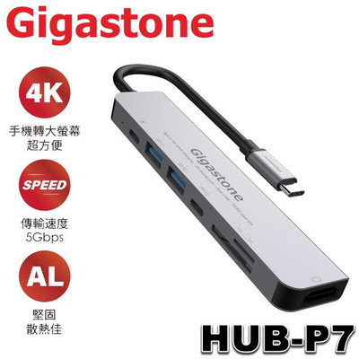 【MR3C】含稅 Gigastone HUB-P7 100W PD充電 Type-C 7合1多功能集線器 HUB