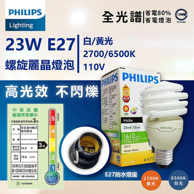 [喜萬年]現貨 飛利浦 23W 螺旋燈泡 110V E27 白光黃光 麗晶 省電球泡 CNS 吊燈 美術燈 燈泡 燈