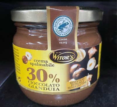 5/18前 即期特價 義大利 Witor’s 30%榛果巧克力醬 360g 最新到期日2024/6/15witors