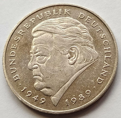 【二手】 聯邦德國 1994年 2馬克 施勞斯頭像26.7mm2315 錢幣 硬幣 紀念幣【明月軒】