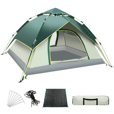 戶外帳篷 全自動帳篷戶外3-4人加厚防雨雙層帳篷，單雙人野營防曬防暴雨篷