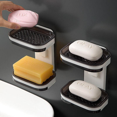 【裕隆】HQ肥皂盒吸盤壁掛式創意衛生間雙層瀝水香皂盒