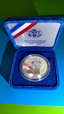 【05595】「外幣」西元1986年美國自由女神1元紀念銀幣ㄧ枚(品相佳/如圖)保真