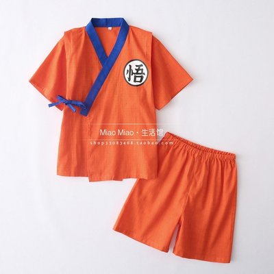 夏季日本甚平男童和服悟空七龍珠浴衣短袖睡衣套裝和風系帶汗蒸服~特價