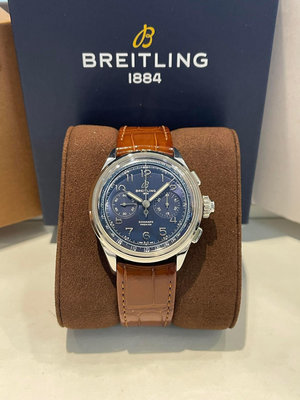 BREITLING  百年靈  PREMIER B15 DUOGRAPH 雙追針 藍色面 42計時腕錶 AB1510171C1P1 追求高雅品味的印記