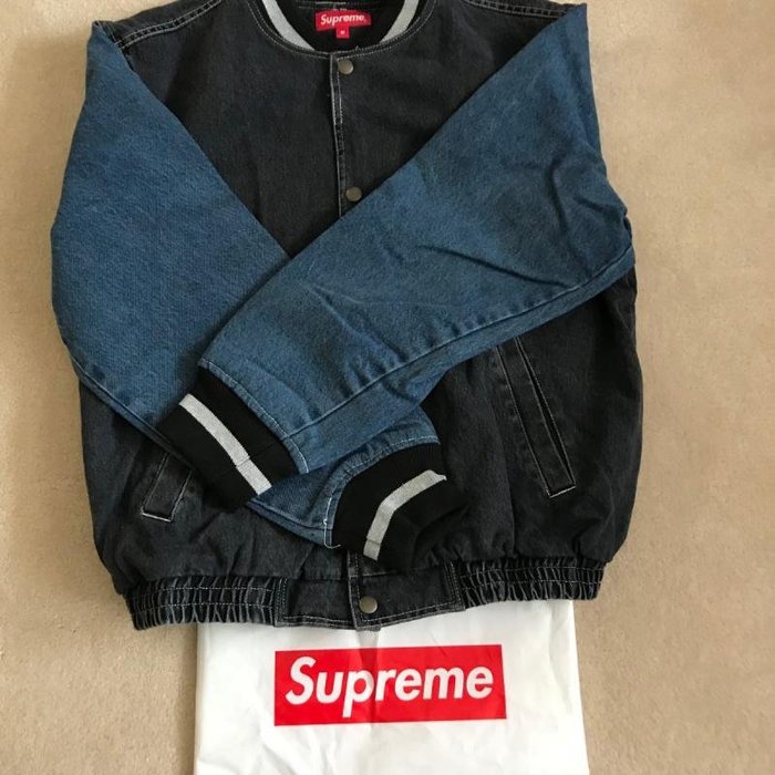 Supreme 2018年春夏 Denim Varsity Jacket | labiela.com