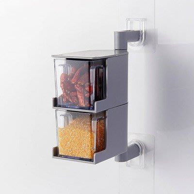 LoVus-廚房衛浴壁掛黏貼式可旋轉調味收納盒(2層)