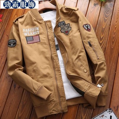 2022軍工外套加绒加厚飛行夾克潮外套M1春秋裝男裝空軍一號夾克大尺碼-勁霸服飾