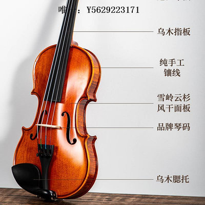 小提琴艾爾音進口歐料實木手工小提琴 專業考級初學者兒童成人AVL232手拉琴