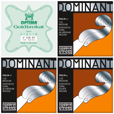 【現代樂器】全新公司貨 Optima (Lenzner) 經典 小提琴E弦+Dominant A+D+G弦 (一套4弦)
