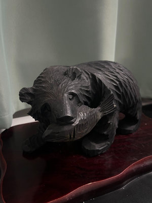 日本回流  擺飾 置物 中古 北海道木雕熊 一木雕