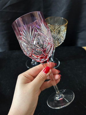 Kagami江戶切子 水晶高腳杯 水晶杯 紅酒杯 杯子 水晶