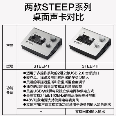 MOOER魔耳STEEP I/II桌面式聲卡2進2出USB專業音頻接口轉換器