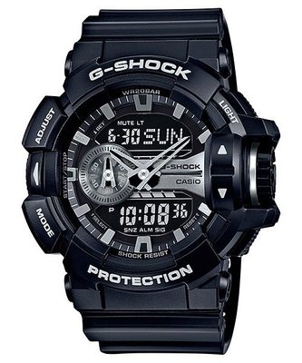 【金台鐘錶】CASIO卡西歐 G-SHOCK 大錶徑 多層次錶盤 黑銀 GA-400GB-1A GA-400GB