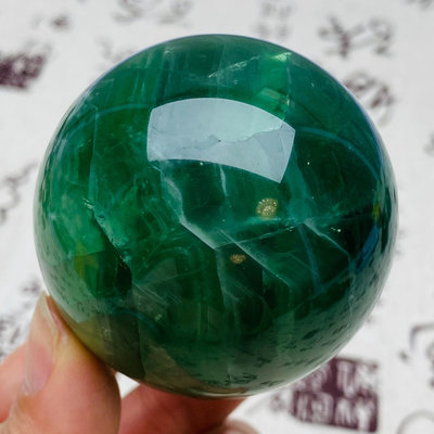 B517天然綠螢石水晶球擺件綠色水晶原石打磨屬木客廳辦公家居 水晶 擺件 文玩【天下奇物】1102