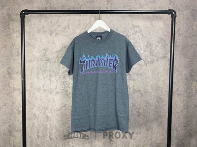 【PROXY】THRASHER Dark Heather Flame Logo 基本款 火焰 灰紫 美線 短袖