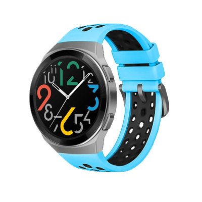 運動硅膠錶帶 華為 watch GT2E錶帶 華為 watch gt2e 46MM雙色透氣手錶帶 防水 扣式替換時尚腕帶