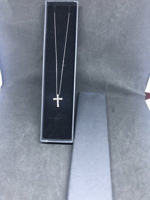 [ K&K 超優惠] PT900 鑽石 十字架 項鍊 鑽石總重0.75克拉