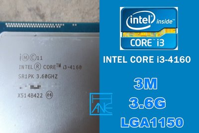 【 大胖電腦 】INTEL Core i3-4160 CPU 處理器/1150/3M/3.6G/保固30天直購價240元