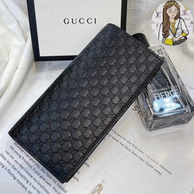 Shaw二手GUCCI Guccissima系列小LOGO牛皮對開長夾 449245 BMJ1N 1000