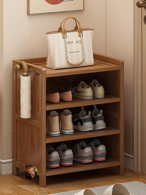 【現貨】家用室內簡易鞋架兒童小型多層實木鞋子收納柜子現代簡約門口鞋柜-西瓜鈣奶