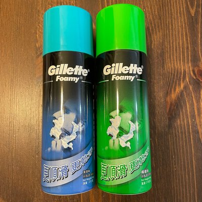 吉列Gillette  剃鬍膏 刮鬍泡210g 薄荷味(藍) 檸檬味(綠)
