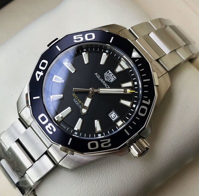 TAG HEUER Aquaracer 黑色面錶盤 銀色不鏽鋼錶帶 石英 男士手錶 WAY111A.BA0928 豪雅 競潜 300M
