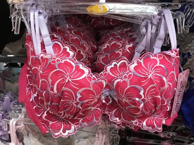 CO❤️JPY 日本代購 現貨 Absorle 刺繡花朵蕾絲 雙肩帶 無鋼圈 內襯墊 可拆 成套胸罩 內衣＋內褲整套價