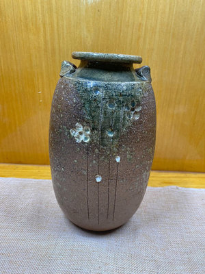 日本回流   信樂燒彩陶花瓶   粗放得體  手捏耳全品全新
