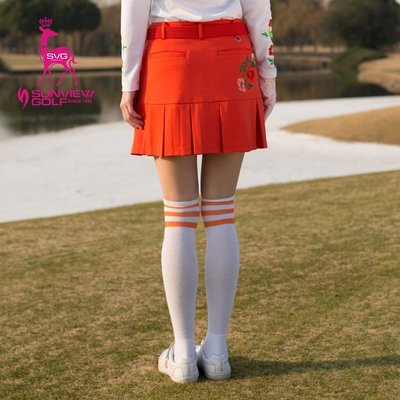 特賣-新款SVG高爾夫套裝女精致刺繡多褶半裙速干女士運動短裙