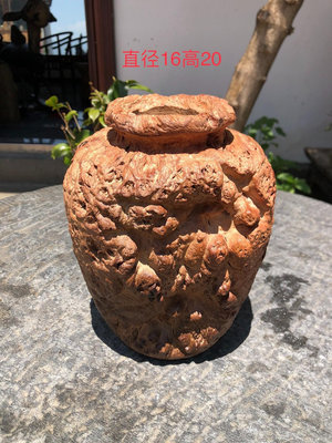 【二手】紅櫟木樹瘤花瓶……尺寸：見圖一 擺件 舊貨 老貨 【華夏禦書房】-35