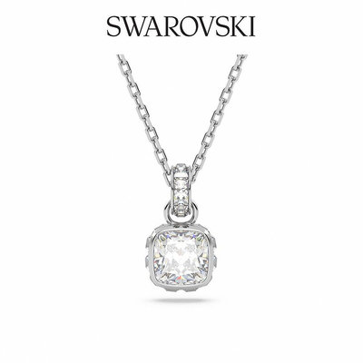 SWAROVSKI 施華洛世奇 Birthstone 鏈墜 方形切割 鍍白金色 四月白色 誕生石