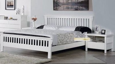 努那地中海風情6尺白色實木雙人床架/床台 傢俱