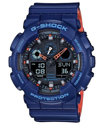 CASIO手錶公司貨 G-SHOCK超人氣大錶徑雙層撞色錶帶GA-100L-2A
