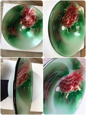 FUO衛浴: 45公分 花系列 彩繪 藝術強化玻璃碗公盆 (WY15277)預訂