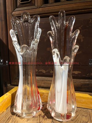 台灣早期老商品|花瓶|玻璃花瓶|彩繪花瓶
