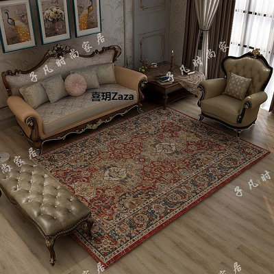 新品美式民族風客廳茶幾地毯抽象復古家用毯摩洛哥風格臥室床邊地墊