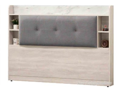 【N D Furniture】台南在地家具-木心板原切白橡色貓抓皮墊收納五尺床頭附插座TH