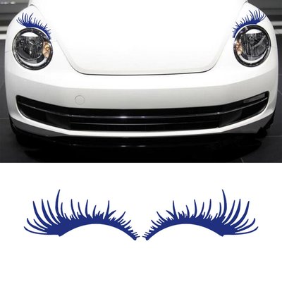 Porsche Volkswagen Beetle Blue 汽車大燈睫毛貼紙眉毛貼花-極限超快感
