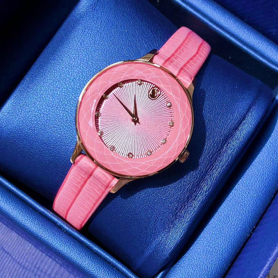 SWAROVSKI Octea Nova 粉色錶盤 粉色皮革錶帶 石英 女士手錶 5650030