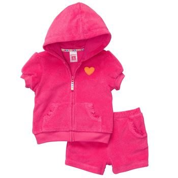 【安琪拉 美國童裝】Carter's 桃紅色愛心短袖外套套裝組+短褲-有Oshkosh/Gymboree/Gap等