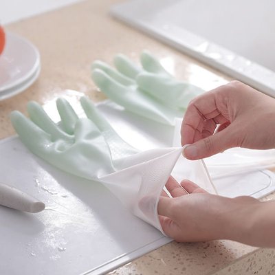 洗碗手套女耐用加厚防水手套耐磨廚房清潔洗衣用不爛橡膠手套代發