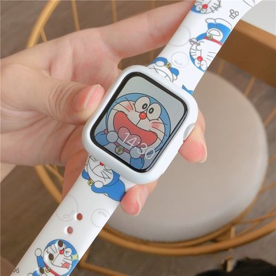 gaming微小配件-錶殼 + 印花矽膠錶帶 apple watch 44 42 41 45mm 印花運動錶帶 8 7 6 蘋果卡通矽膠錶帶-gm