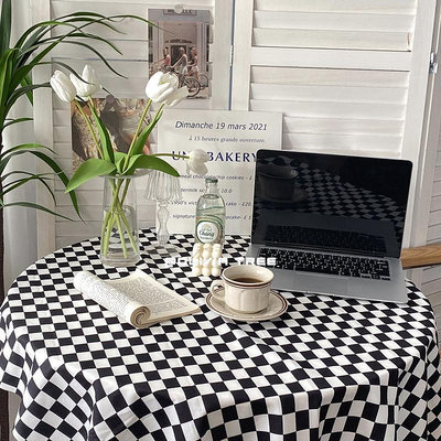 【臻上严选】Ins 黑白棋盤桌布野餐布背景攝影布道具家居裝飾