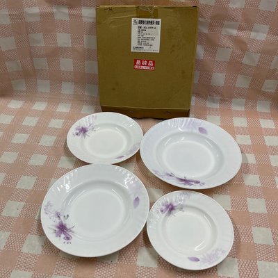 鍋寶強化耐熱餐具SB-XTP-4/湯盤4件組/嫣紫百合盤/耐熱玻璃盤//超硬玉晶盤/陶瓷盤（4個1組）