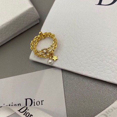 【少女館】新款Dior戒指迪奧戒指復古風格CD字鏈條戒指情侶戒指指環潮人戒指指環首飾 珠寶 飾品WCC498