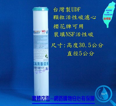 【艾瓦得淨水】台灣製12吋活性碳UDF濾心(櫻花 濾心)原料NSF 12英吋適用 P022