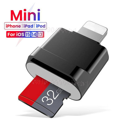 天極TJ百貨適用於 iPhone Mini Micro SD TF 卡讀卡器適配器, 適用於 iOS 12 以上系統外部 OTG 存