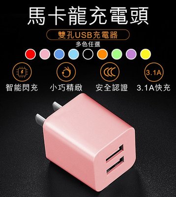 【刀鋒】馬卡龍3.1A快充頭 手機充電 雙孔充電頭 快充 充電器 USB充頭 豆腐頭 iPhone 變壓器